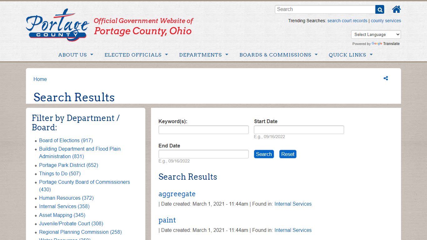 Search Results | Portage County OH